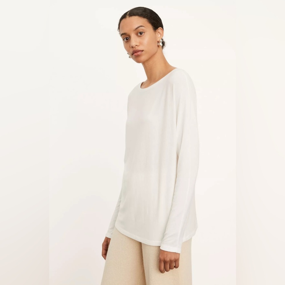 Vince Boat Neck Dolman Long Sleeve T-Shirt Blouse Top in White XS